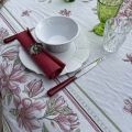 Rectangular Jacquard tablecloth Magnolia pink by Tissus Toselli