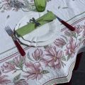 Rectangular Jacquard tablecloth Magnolia pink by Tissus Toselli