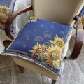 Provence Jacquard cushion cover "Sunflower" blue from Tissus Toselli in Nice