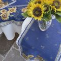 Webbed table runner Jacquard Sunflower blue Tissus Tosseli