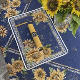 Set de table Jacquard "Sunflower" bleu Tissus Toselli, Nice