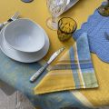 Jacquard table napkins "Cédrat" blue and yellow by Tissus Toselli