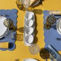 Rectangular Jacquard tablecloth "Cédrat" blue and yellow by Tissus Toselli