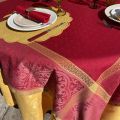 Rectangular Jacquard polyester tablecloth "Alicante" red and curry from "Sud Etoffe"