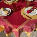 Nappe rectangulaire Sud Etoffe, Jacquard polyester "Alicante" rouge et curry