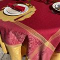 Nappe rectangulaire Sud Etoffe, Jacquard polyester "Alicante" rouge et curry