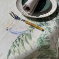 Coated polyester and linen tablecloth "Botanique"