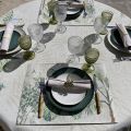 Coated polyester and linen tablecloth "Botanique"