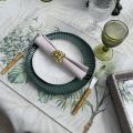 Coated polyester and linen tablecloth "Botanique"