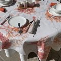 Nappe en lin et polyester enduit "Explore Corail"