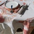 Nappe en lin et polyester enduit "Explore Corail"