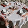 Nappe en lin et polyester enduit "Explore Corail"