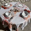 Nappe en lin et polyester enduit "Explore Corail"