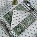 Set de table en coton matelassé "Bastide" écru et vert "Marat d'Avignon"