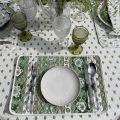 Quilted cotton placemat "Bastide" ecru and green "Marat d'Avignon"