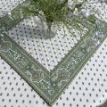 Quilted cotton table cover "Bastide" ecru and green