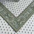 Quilted cotton table cover "Bastide" ecru and green