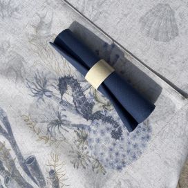 Coatted linen and polyester placemats "Pélagos" Hippocampe