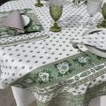 Rectangular provence cotton tablecloth "Bastide" ecru and green "Marat d'Avignon"