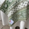 Provence rectangular coated cotton tablecloth "Bastide" ecru and green by "Marat d'Avignon"