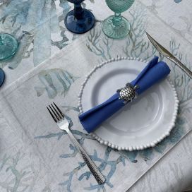 Set de table lin et polyester enduit "Explore Antique" poissons