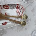 Wood and golden metal serving set "Fish"