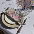 Nappe provençale ronde en coton "Grasse" roses et lavandes