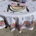 Nappe provençale ronde en coton "Grasse" roses et lavandes