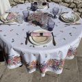 Rectangular centred tablecloth in cotton "Grasse" roses and lavenders from Tissus Toselli