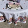 Provence rectangular tablecloth in coated cotton "Grasse" roses and lavenders