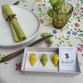 Box of 4 knife setting Cicada green and yellow from Louis Sicard