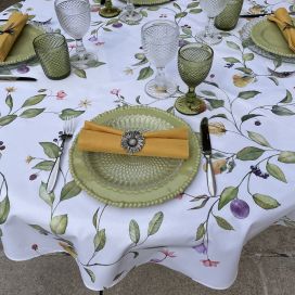 Round coated cotton tablecloth "Sylvestre"