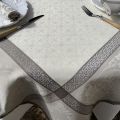 Rectangular Jacquard polyester tablecloth "Alicante"beige and taupe from "Sud Etoffe"