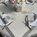 Rectangular Jacquard polyester tablecloth "Alicante"beige and taupe from "Sud Etoffe"