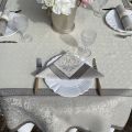 Rectangular Jacquard polyester tablecloth "Alicante"beige and taupe from "Sud Etoffe"