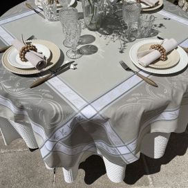 Coatted polyester tablecloth "Lavande" beige