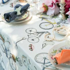 Tessitura Toscana Tellerie, rectangular coton tablecloth "Bikers"