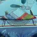 Jacquard table napkins "Cézanne" turquoise by Tissus Toselli