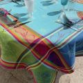 Square webbed Jacquard tablecloth "Cézanne" turquoise Tissus Toselli