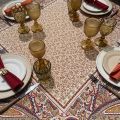 Square Jacquard tablecloth Cashmir by Tissus Toselli