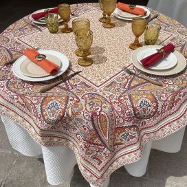 Square Jacquard tablecloth Cashmir by Tissus Toselli