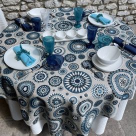 Coated cotton and polyester tablecloth "mandala" Sud Etoffe