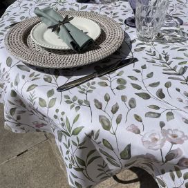 Round coated cotton tablecloth "Jazmine"