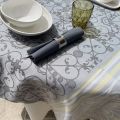 Rectangular Jacquard polyester tablecloth "Grignan" grey and yellow from "Sud Etoffe"