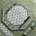 Octogonal quilted placemats "Bastide" ecru and green, by Marat d'Avignon