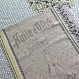Jacquard kitchen towel "Olive oil" by Tissus Toselli