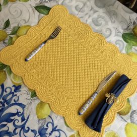 Rectangular table mats, Boutis fashion "Yellow" color by Blanc Mariclo