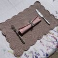 Rectangular table mats, Boutis fashion "Vieux Rose" color by Côté-Table