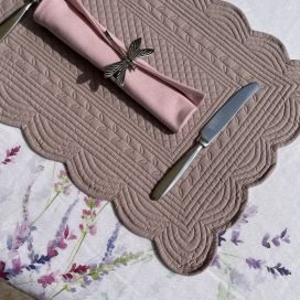Rectangular table mats, Boutis fashion "Vieux Rose" color by Côté-Table
