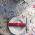 Square Jacquard tablecloth "Bagatelle" grey and griotte